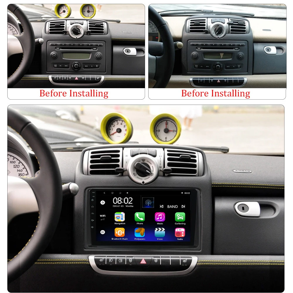 Для Smart Fortwo W451 2006 ~ 2009 2 Din Android 9 дюймов Автомобильный мультимедийный плеер Wifi