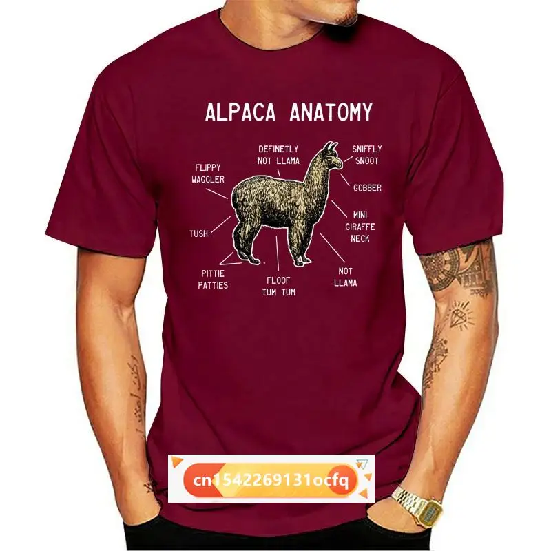 

2021 New Short Sleeve Casual Alpaca Anatomy Funny Animal Lover Pet Cute Shirt White Llama Summer Casual Man T Shirt Good Quality