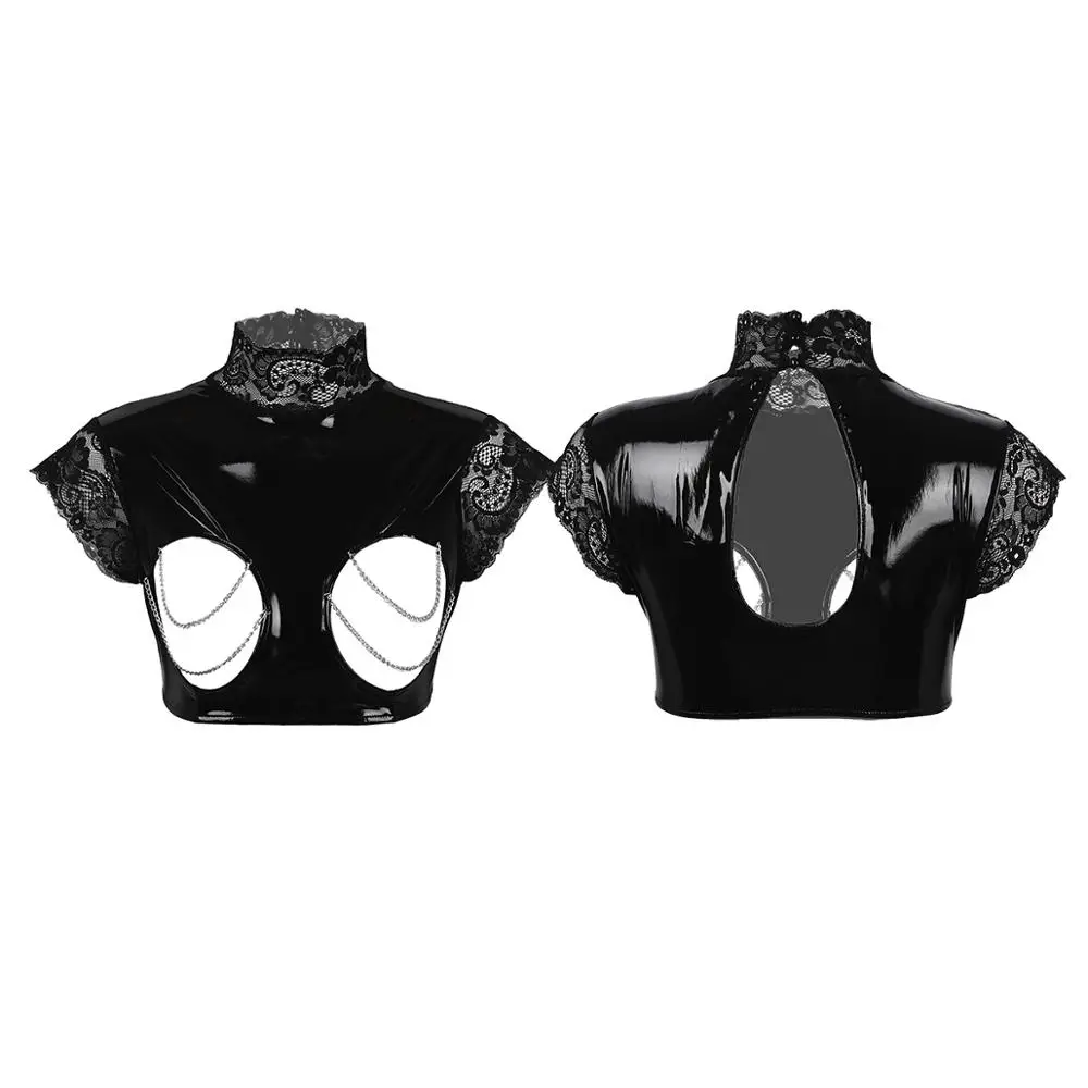 

Женская женская обувь с мокрой одеждой, экзотические майки, вечерняя Клубная одежда, лакированная кожа