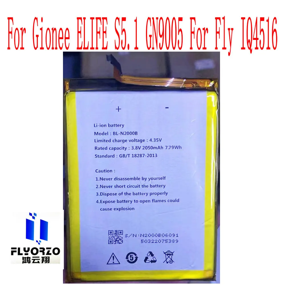 

100% Brand New High Quality 2050mAh BL-N2000B Battery For Gionee ELIFE S5.1 GN9005 For Fly IQ4516 Mobile Phone
