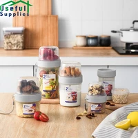 double layer sealed compartments transparent kitchen cereal storage jars cup type dual purpose fruit snack storage sealed tank