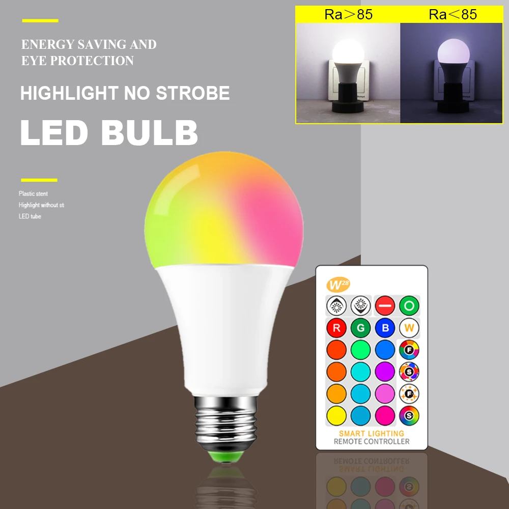 Светодиодный меняющийся RGB Волшебная светодиодная лампочка белый + 5 Вт 10 цвет 85 265