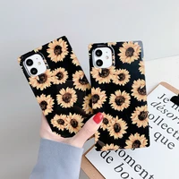 retro daisy flowers square shockproof phone case for iphone 12 11 pro max xr xs max 7 8 plus se2020 x 12 pro max back cover gift