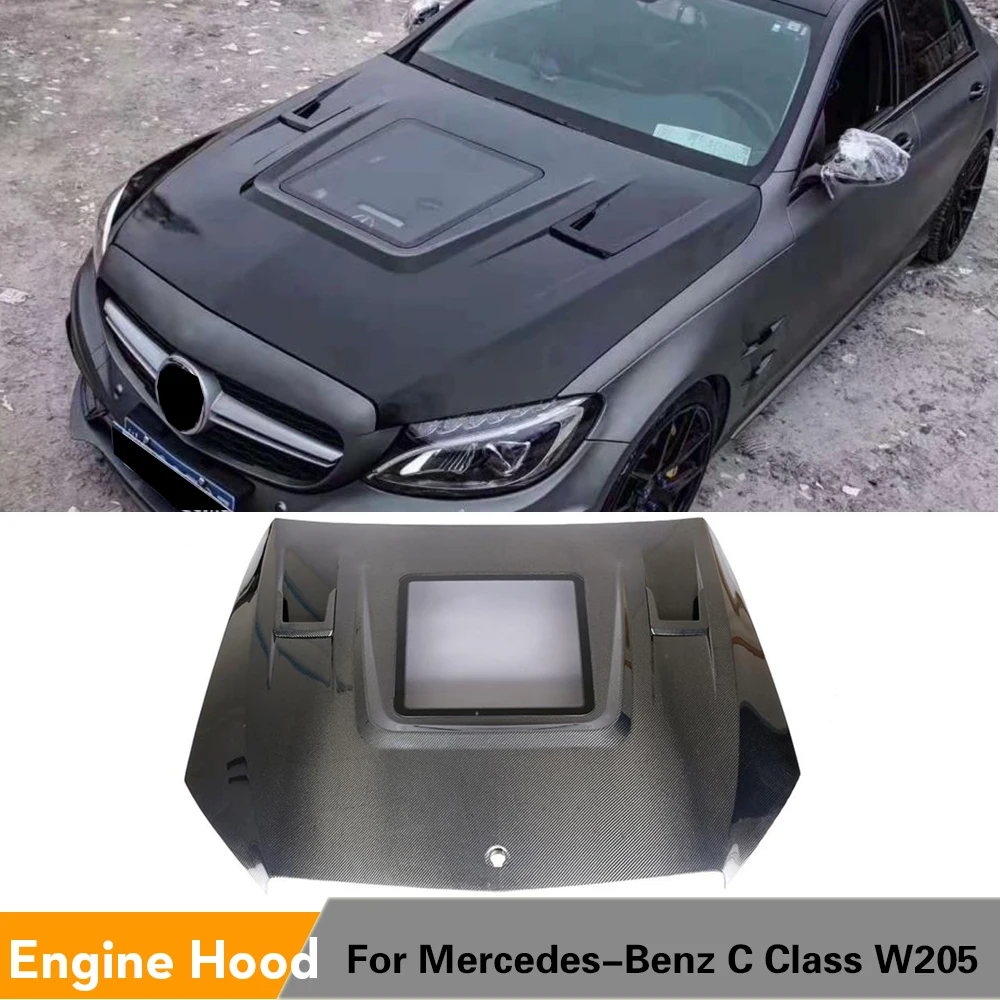 Передняя крышка капота из углеродного волокна Bodykit подходит для Benz C Class W205 C180 C200