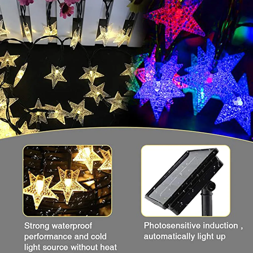 

Solar Powered String Lights Led Waterproof Outdoor Solar Fairy Lights For Home Party Wedding Decoration Star String Lights