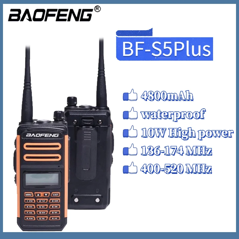 2021 Baofeng BF-S5Plus S5 Plus 10W 30km long range two way radio Waterproof Portable Walkie Talkie Vhf Handheld Ham CB Dual Band