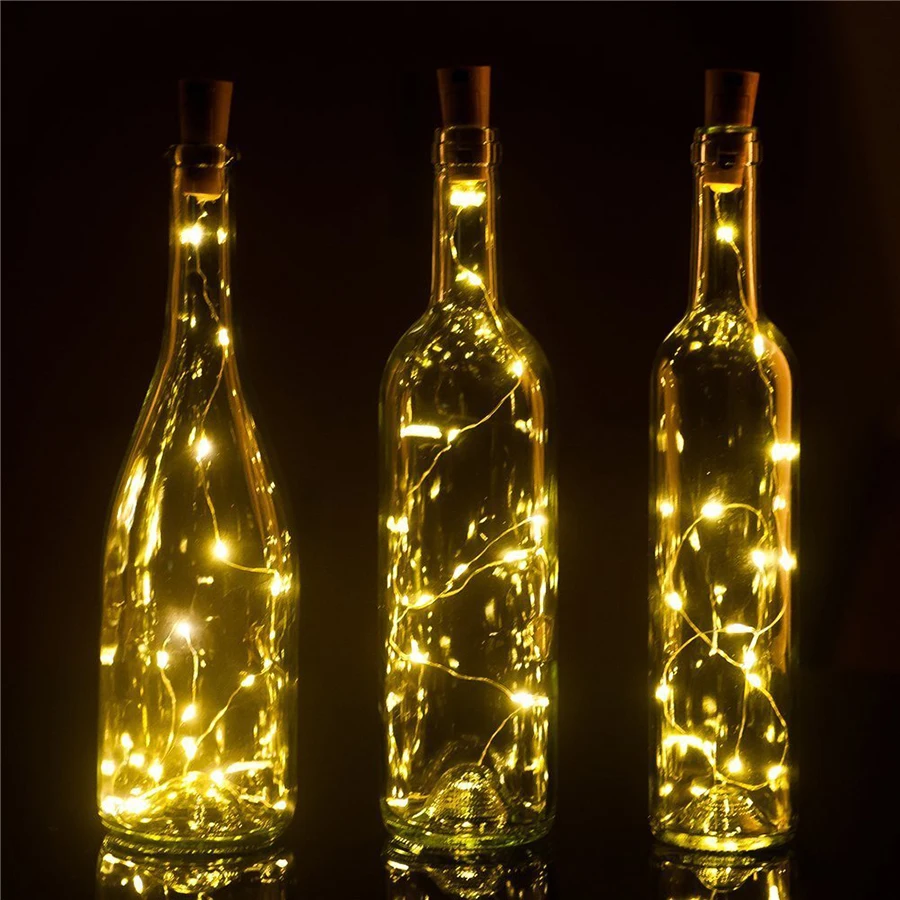 

10pcs 2M 20leds Wine Bottle Cork Copper wire Starry Rope Fairy String Lights for Christmas Wedding Birthday Party DIY Home Decor