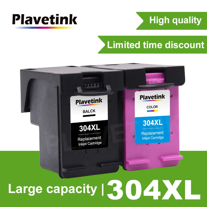 

Plavetink 304XL Ink Cartridge Compatible for HP304 HP 304 XL Envy 5010 5020 5030 5032 5034 Deskjet 2632 2630 2620 3720 3721 3723