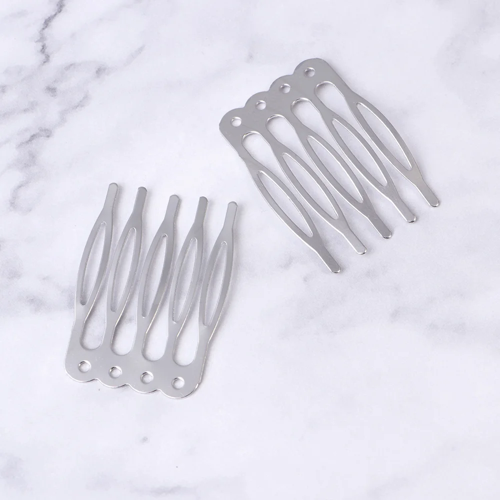 

50pcs DIY Hair Combs Simple Tuck Comb Fashion Five Teeth Combs Hair Accessories for Girls Ladies (Silver)