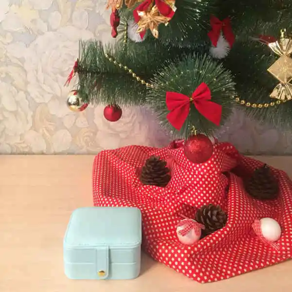 

Portable Travel Multi-Layer PU Jewelry Box Earrings Bracelet Ornaments Storage Box Light Blue