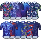 Футболка KEYIYUAN мужская с коротким рукавом, Классическая рубашка комплект одежды велосипедиста, летняя велосипедная одежда для езды на велосипеде, голубая, для горных велосипедов