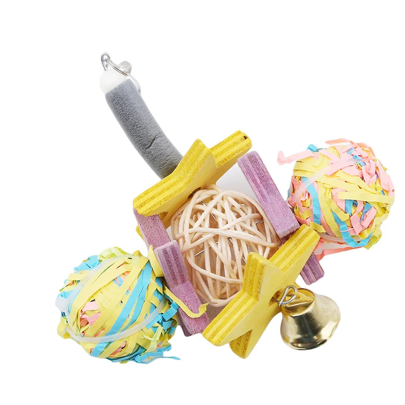 2019 игрушки для попугаев деревянный + сплав стоячие жевания бусины шарики