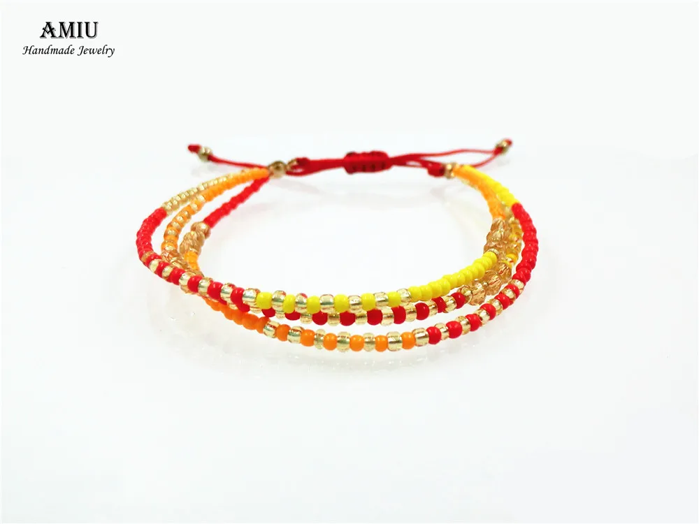 AMIU ручной работы хиппи бисер браслет дружбы браслеты с подвесками стеклянных