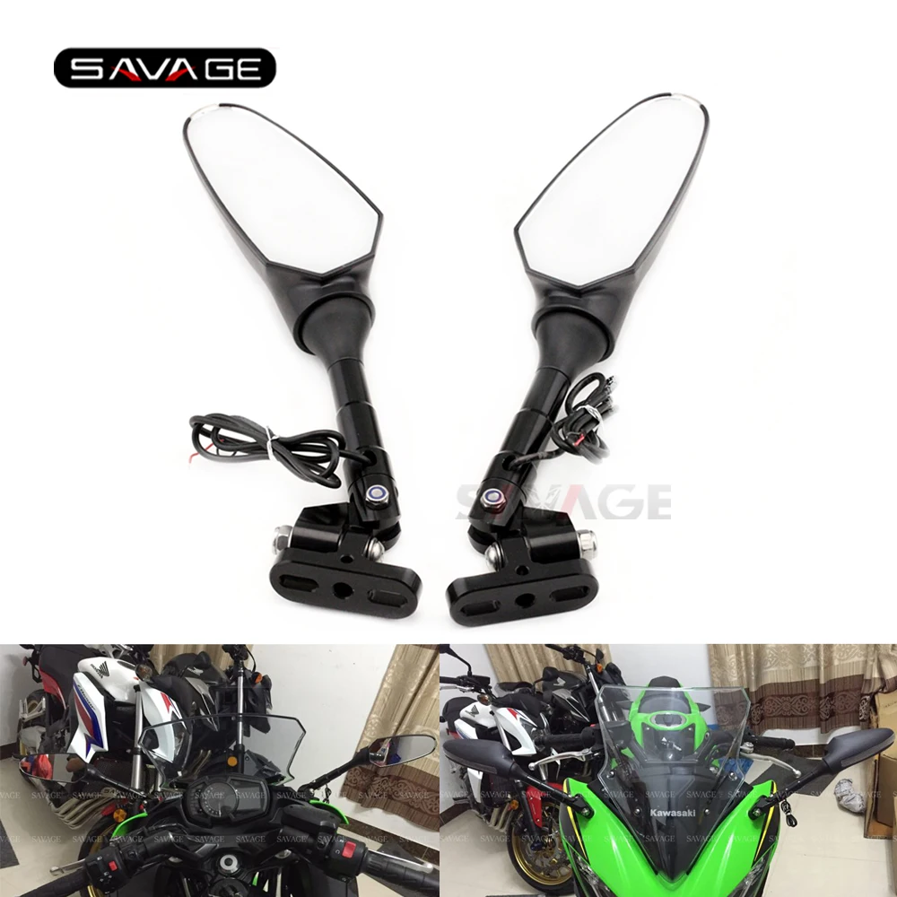 Складное светодиодное зеркало заднего вида для KAWASAKI ZX 6R NINJA 650 300 400 2017 2021