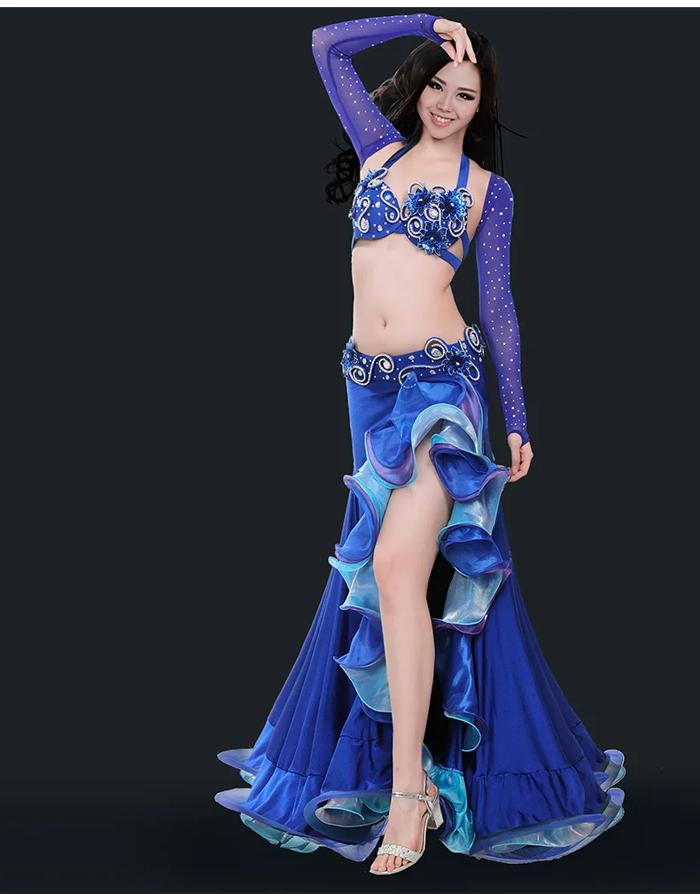 Танец живота одежда женщин роскошный костюм танец бюстгальтер + плечо ремень