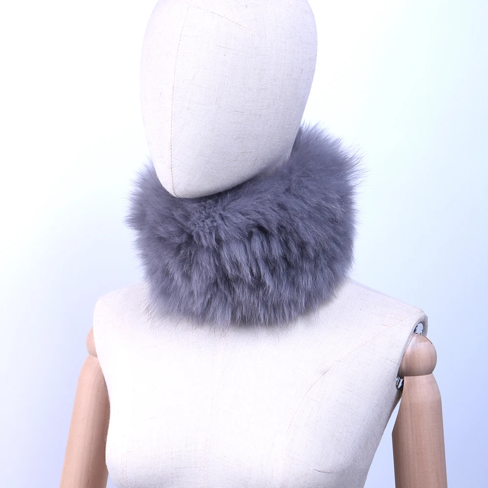 grey fox fur YCFUR, женский шарф, зимний эластичный вязаный шарф из натурального меха лисы, шарфы для женщин, шарф для шеи, женские резинки для волос, резинки для девочек - Цвет: grey fox fur