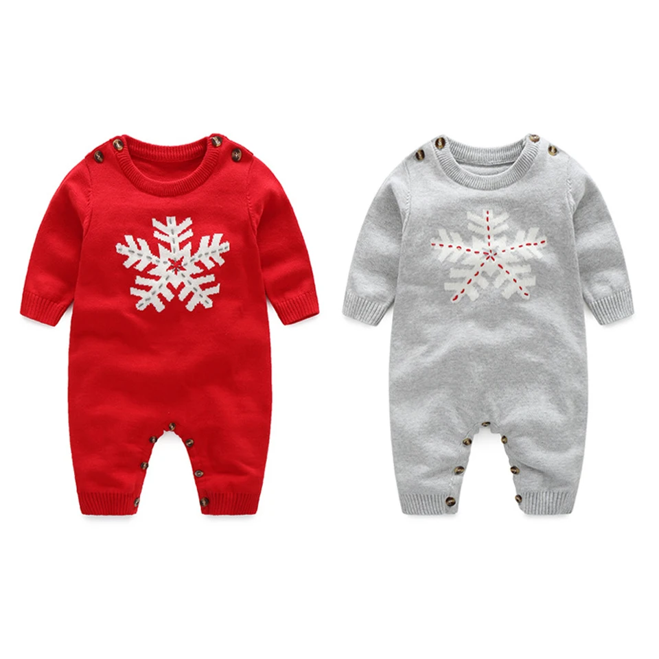 Christmas Baby Boys Girls Sweaters Winter Toddler Clothes With Snowflake Kids Sweater Embroidery Romper |