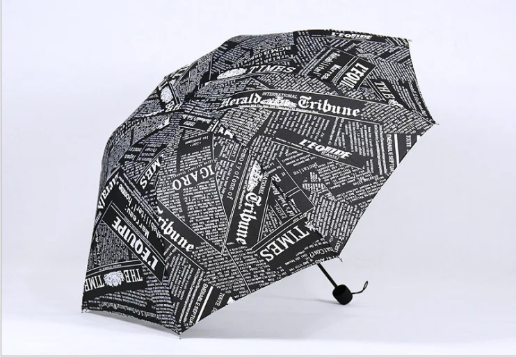 

Designer creative retro newspaper umbrella folding men and women fashion luxury umbrella