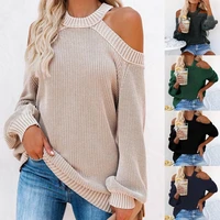 70 dropshipping sexy knitted jumpers pullovers knitwear open shoulder backless cross o neck knitting sweater for daily wear