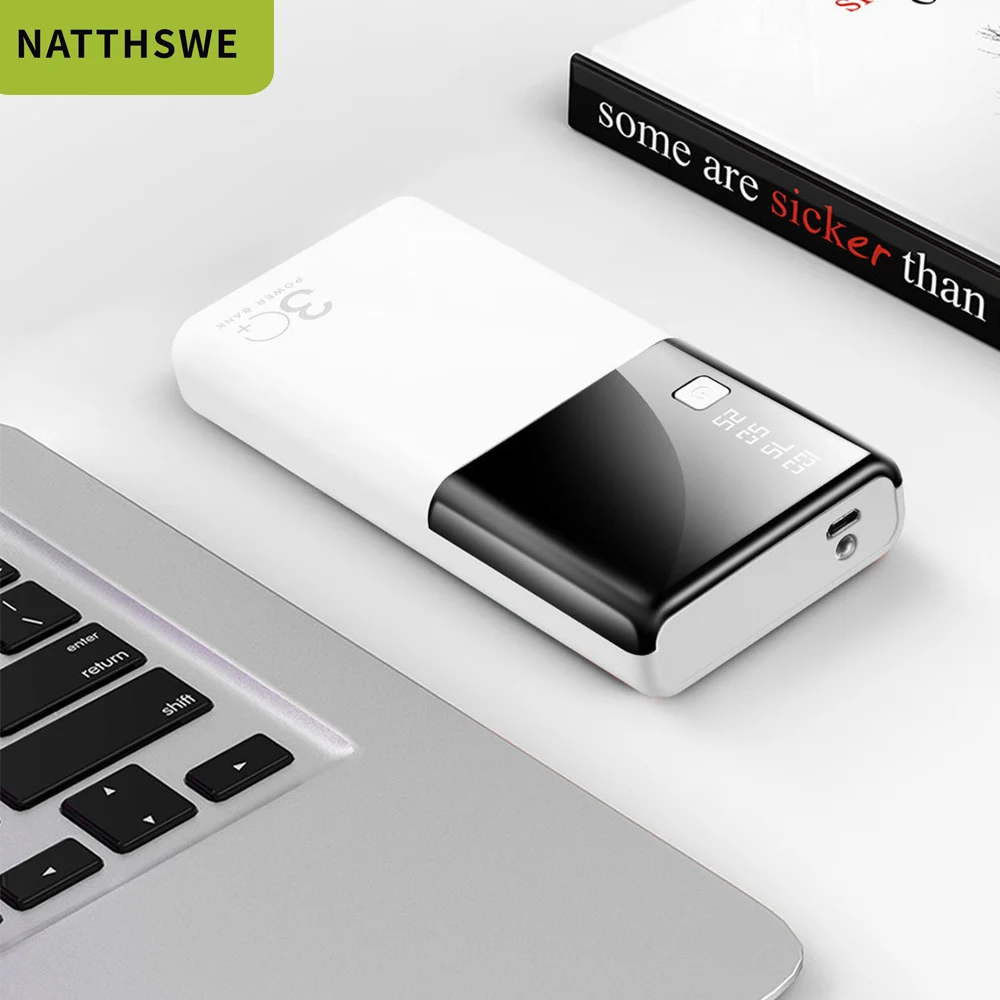 NATTHSWE 20000mAh Power Bank Fast Charge Powerbank 3 USB Port Poverbank Portable External Battery Charger for iphone | Мобильные