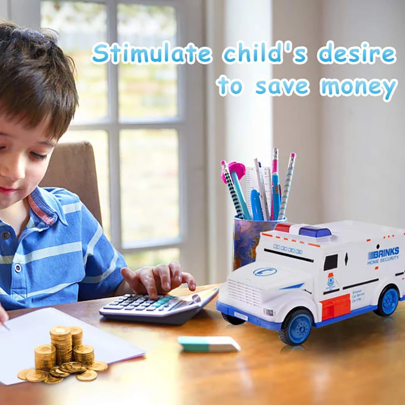 

Cash Truck Piggy Bank Toy Electronic Piggy Bank Toy Saving Money Education Function Cool Light Performance For Chlidren