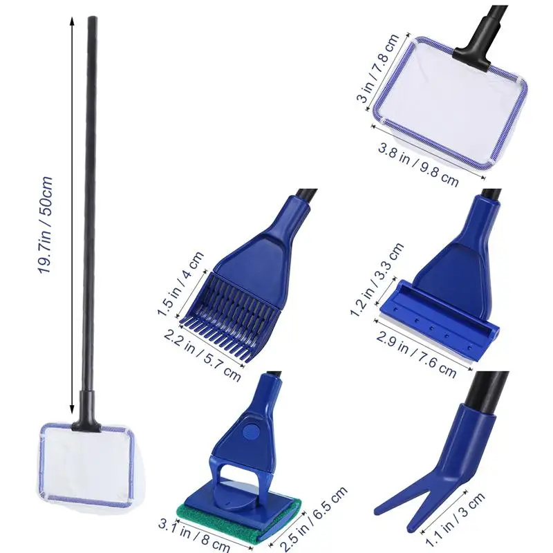 5 в 1 наборы для очистки аквариума чистые Рыбные сети гравийные грабли скребок