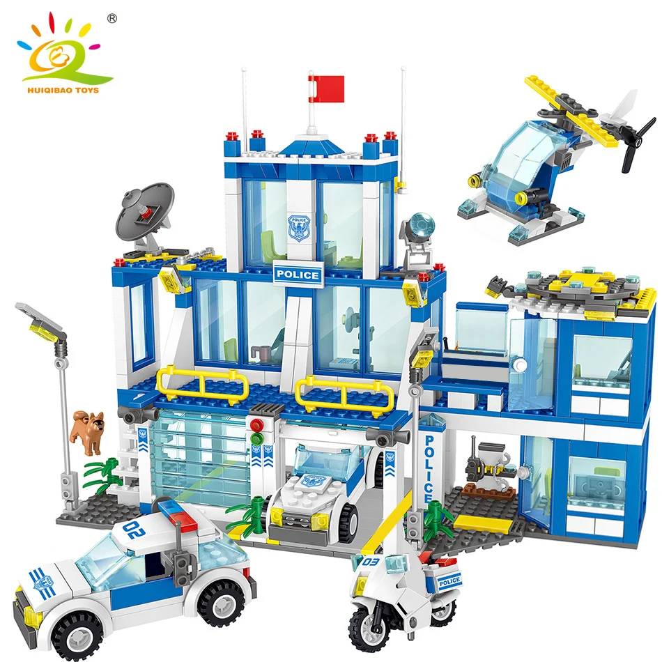 730 шт. строительные блоки для полицейской станции город тюрьма автомобиль