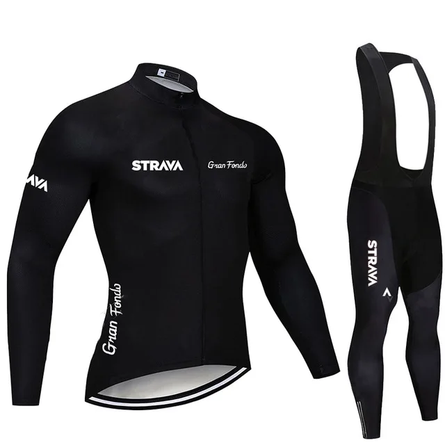 

2021 STRAVA long sleeve cycling clothing set bib pants ropa ciclismo bicycle clothing MTB bike long sleeve jersey Men's clothes