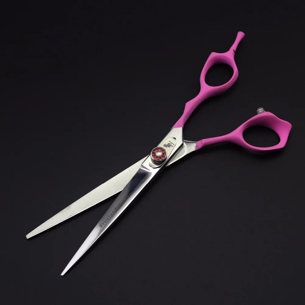 

Freelander Japan 440C 7.0 inch pink paint handle high-end pet grooming scissors 4 piece set hair care tools