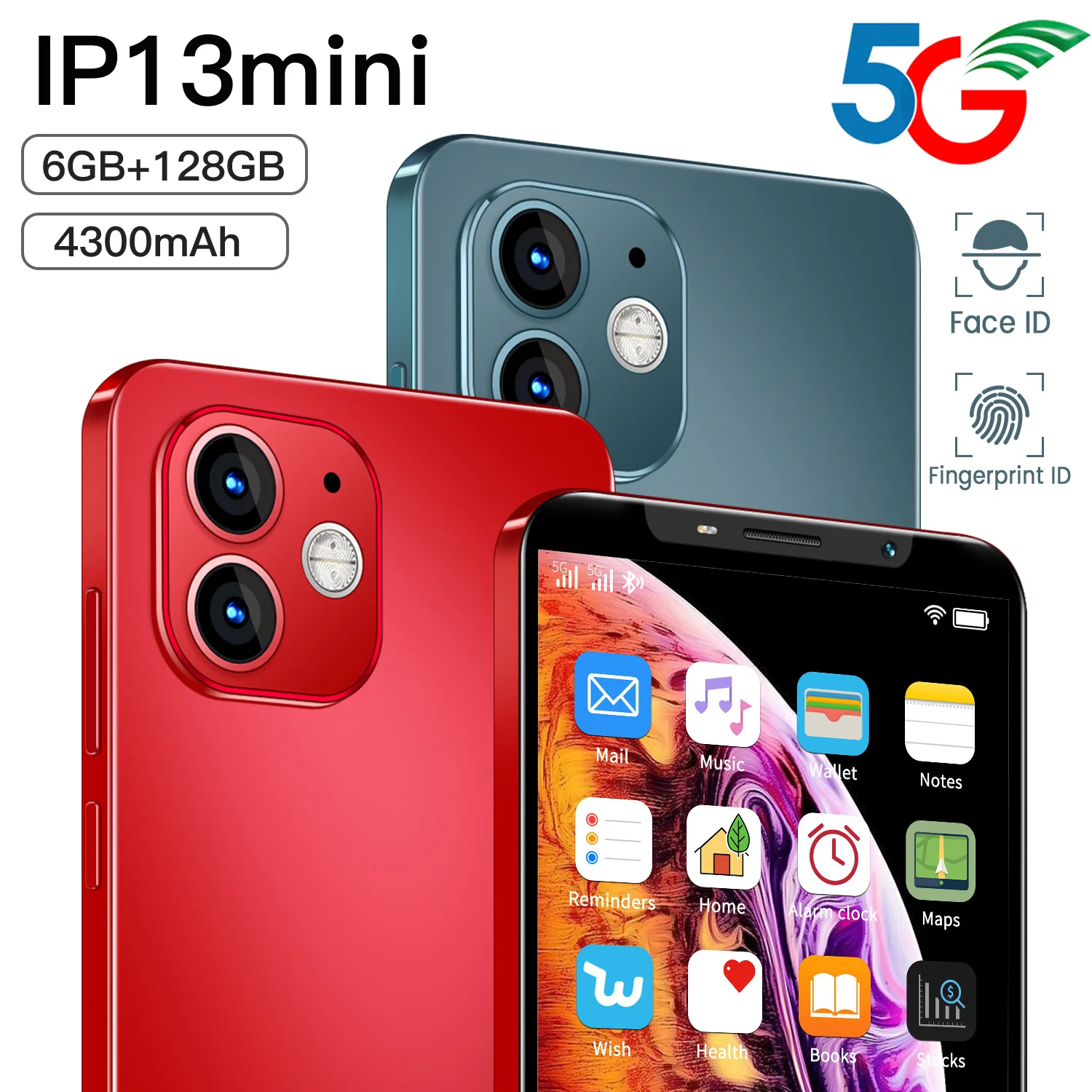 

New Arrival IP13MINI 4.72" Global Smartphone 4300mAh 6+128GB 18MP+21MP Dual SIM HiFi Android Google GPS 5G Network Phone MTK6895