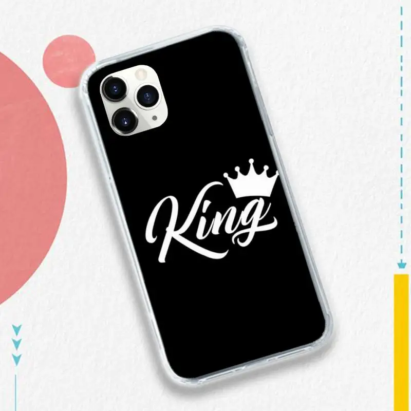 

King Queen Crown Couple Phone Case for iPhone 11 12 pro XS MAX 8 7 6 6S Plus X 5S SE 2020 XR