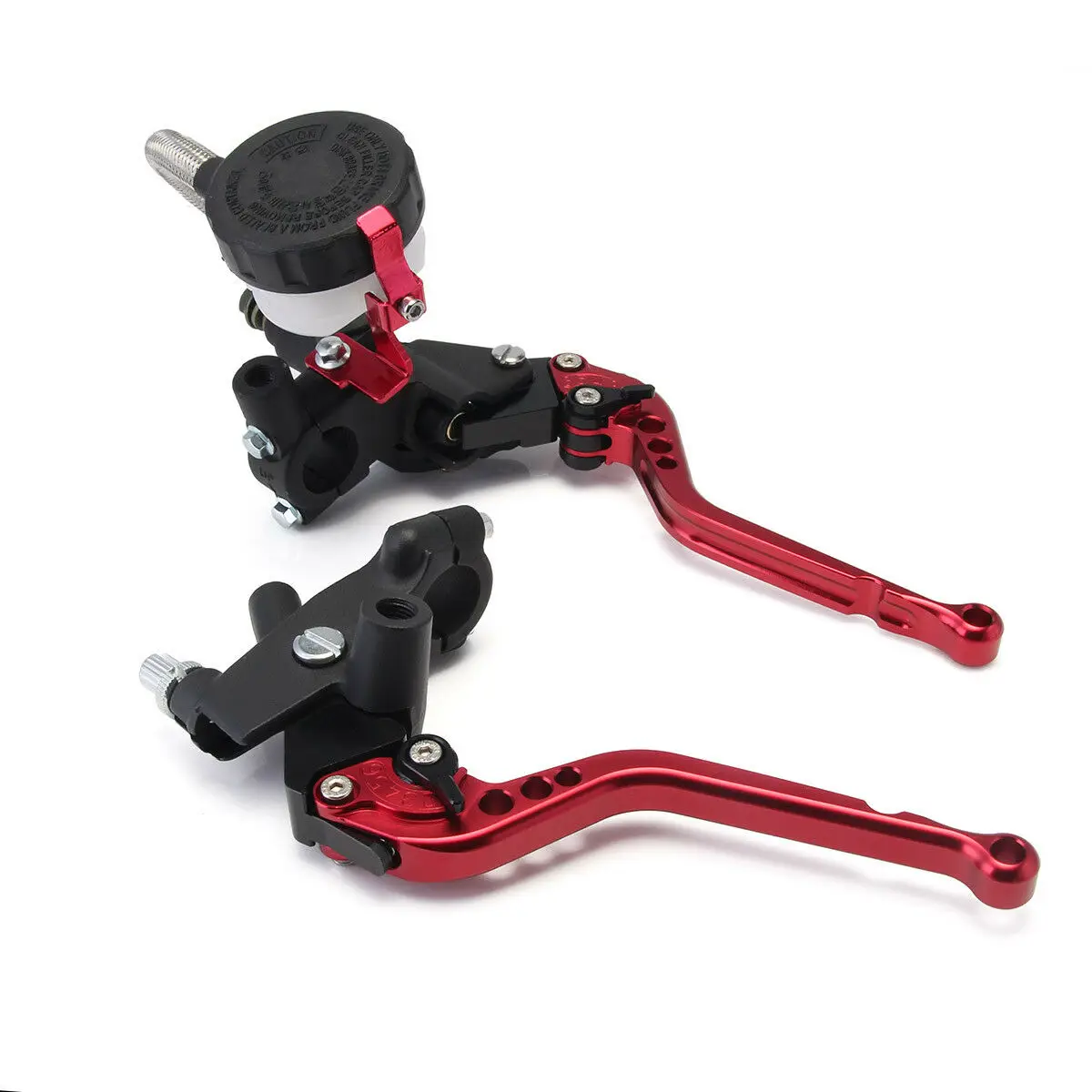 

22mm 3 2 Finger Adjustable Universal Motorcycle Red Hydraulic Master Cylinder Brake Clutch Levers Fluid Reservoir 125-600cc D20