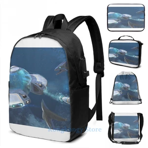 Забавный графический принт Subnautica(5) USB-зарядка Рюкзак мужской школьный рюкзак женская сумка дорожная сумка для ноутбука