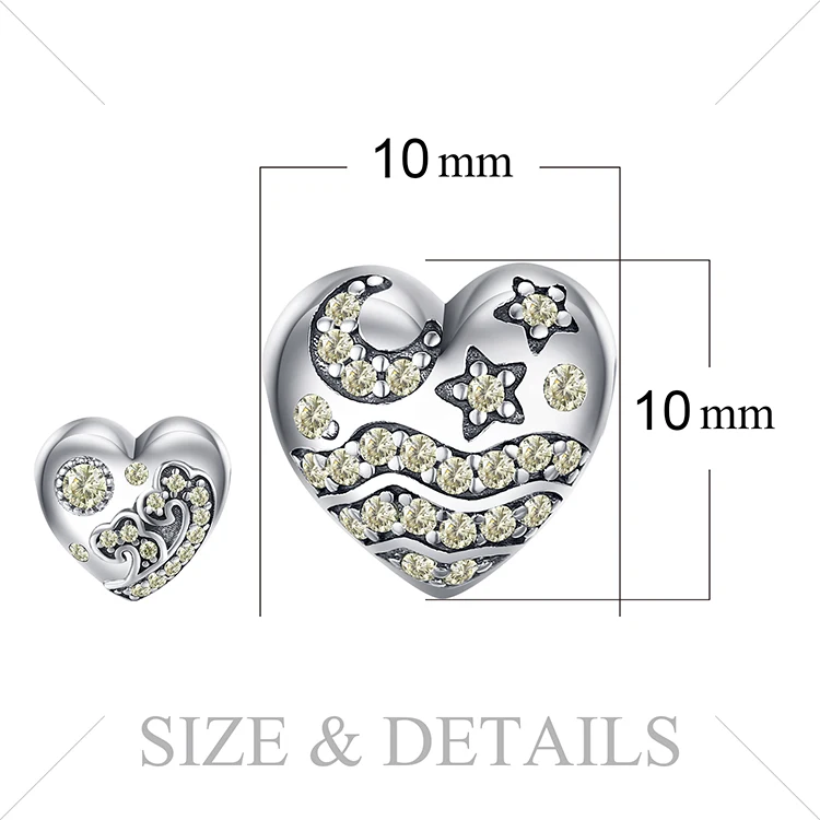 JewelryPalace 925 пробы серебро шампанское кубического циркония Звезда Луна подвеска в виде волн бусинами Fit Браслеты для Для женщин как красивые подарки
