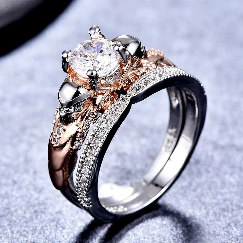 Женское двойное кольцо с кристаллами в готическом стиле | Украшения и аксессуары