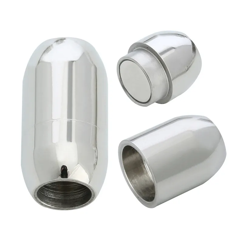 

Stainless Steel 2pcs/lot Silver Tone Magnetic Clasp Hooks Hole Size 3/6/8mm For Leather Cord DIY Jewelry Findings