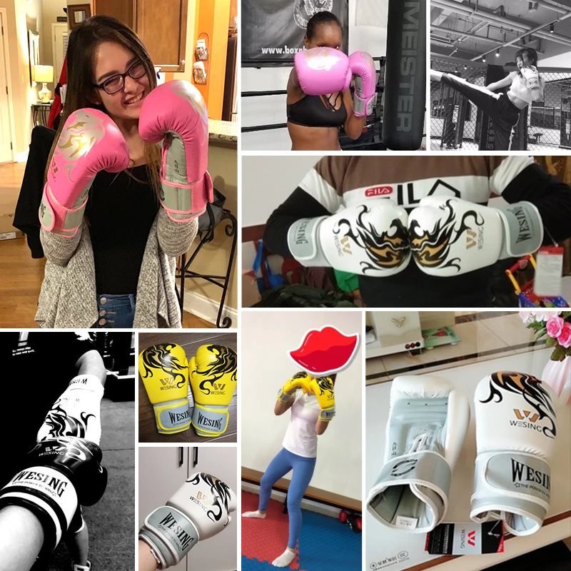 Профессиональные боксерские перчатки Wesing тренировочные для кикбоксинга женские