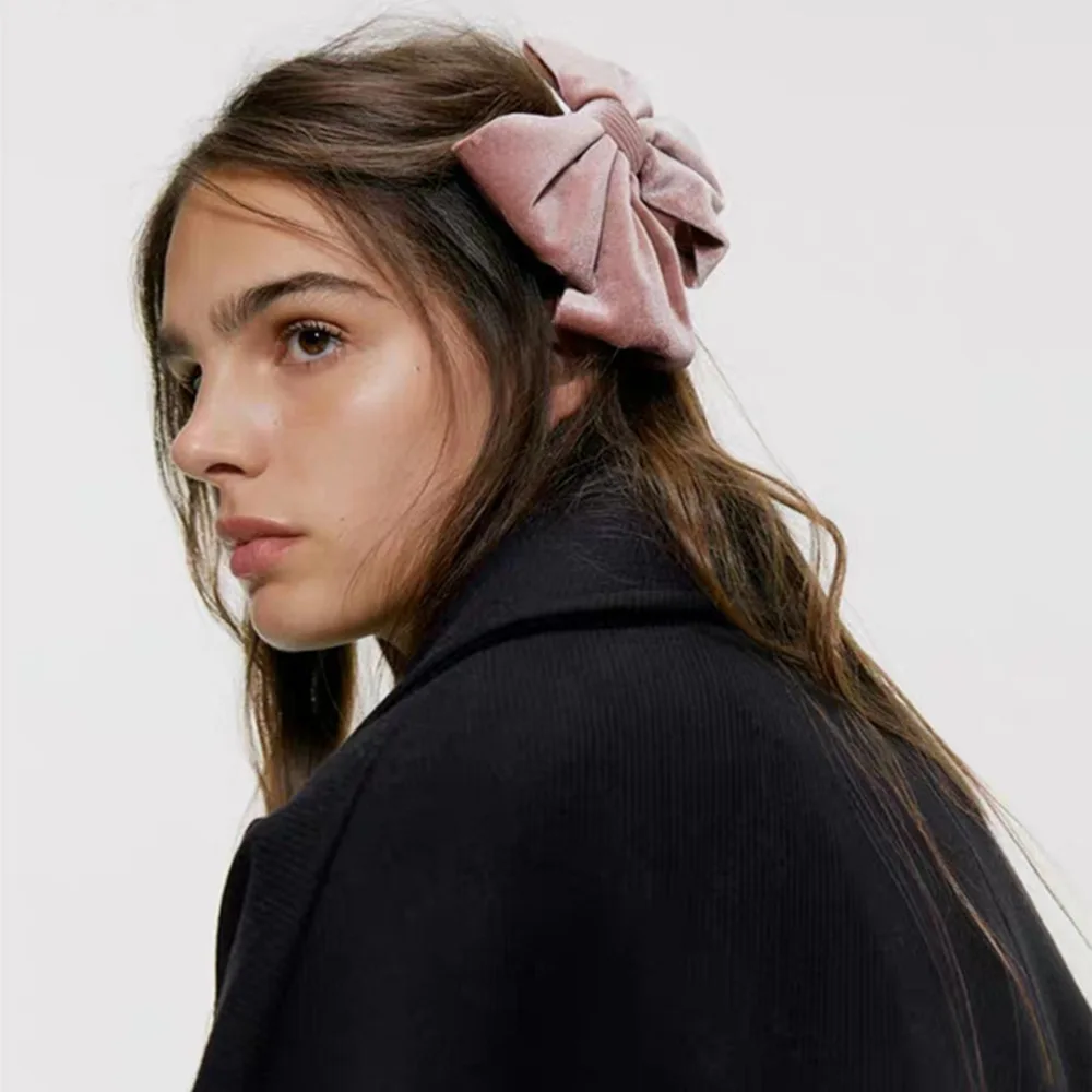 

2020 Vintage Velvet Hair Bows Women Hair Clips Girls Hair Accessories Haar Two Layer Butterfly Bow Hairpin gumki do wlosow