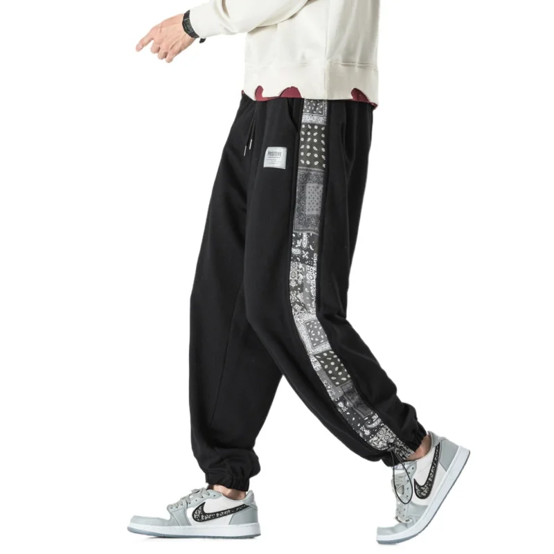

2021 New Leg-Banding Pants Sweatpants Grey Straight Pullstring Pants Men