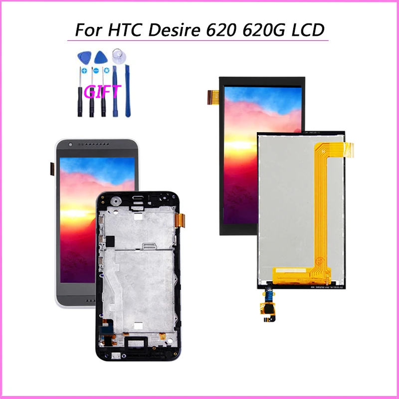 

ЖК-дисплей для HTC Desire 620 620G D620 620U 620T, сенсорный экран, дигитайзер, сенсорное стекло в сборе, Замена для HTC 620