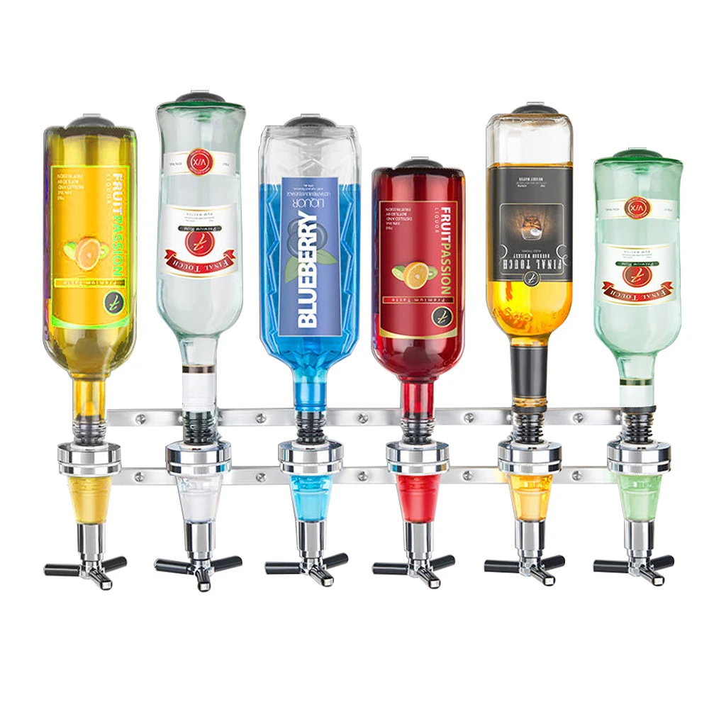 

2019 Wall Mounted 6-Station Liquor Dispenser Bar Butler Wine Dispenser Alcohol Bottle Dispenser Drinking Pourer Bar accessories