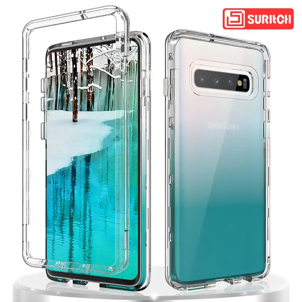 

Gradient Color Case For Samsung Galaxy S10 plus Case Clear Hard PC Bumper Case for Galaxy S10e cover Silicone Transparent Coque