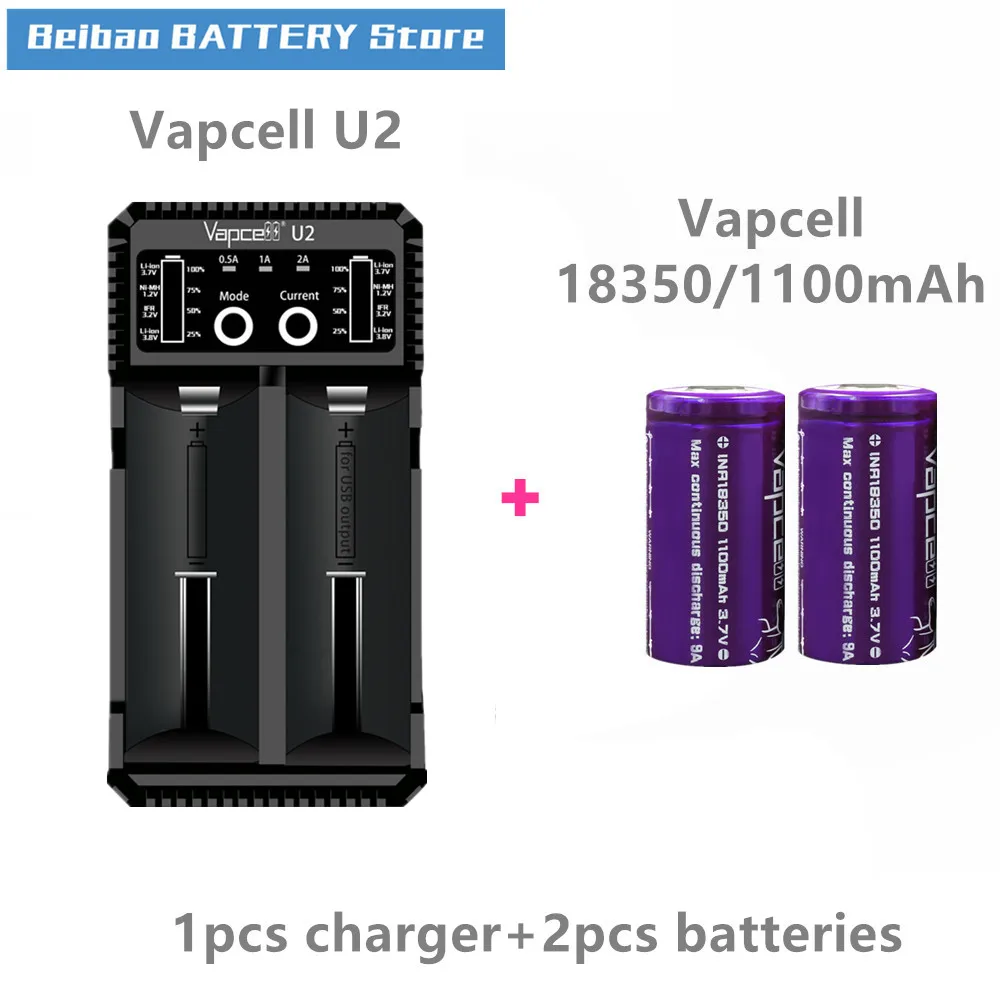 2 шт. VAPCELL INR18350 1100 мАч литиевая аккумуляторная батарея непрерывная 9A электронная E-CIG дыма vs keeppower IMR 18350