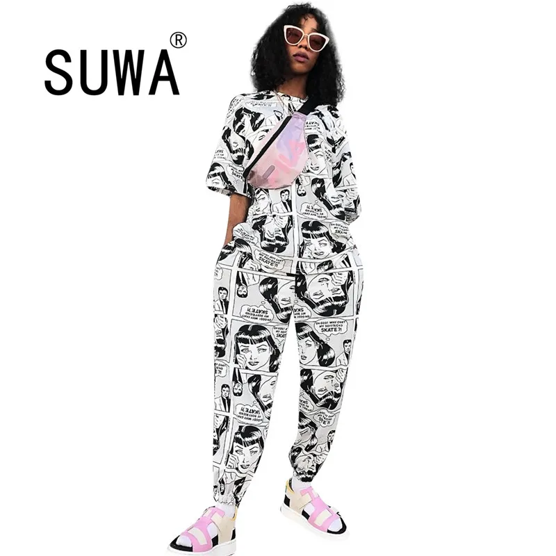 

Женский спортивный костюм из 2 предметов, Повседневная Блузка с длинным рукавом и буквенным принтом и штаны, весна-лето 2021