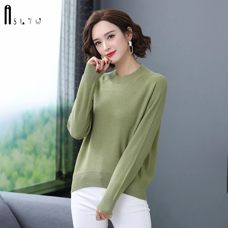 ASLTW пуловер свитер для женщин зимний однотонный клетчатый джемпер с круглым