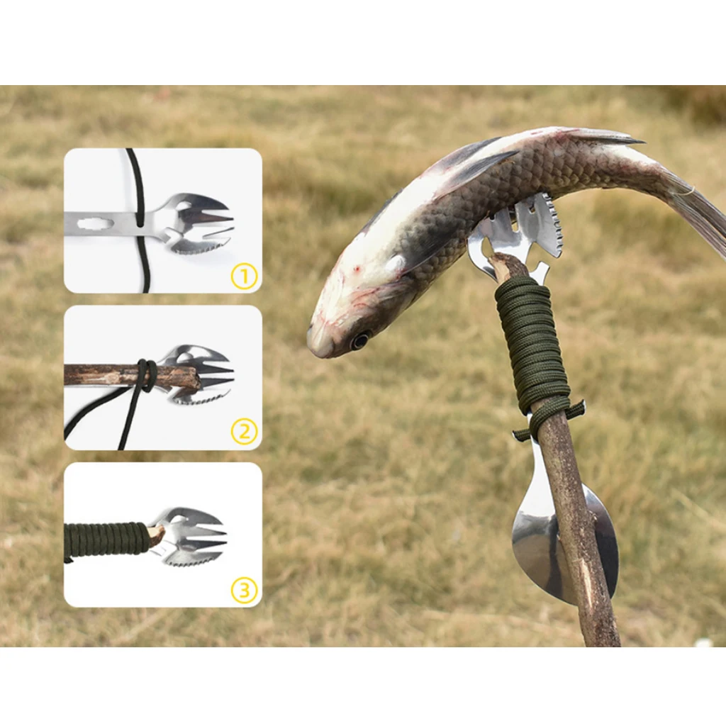 Посуда ложка мульти инструмент консервный нож посуда портативная бутылка