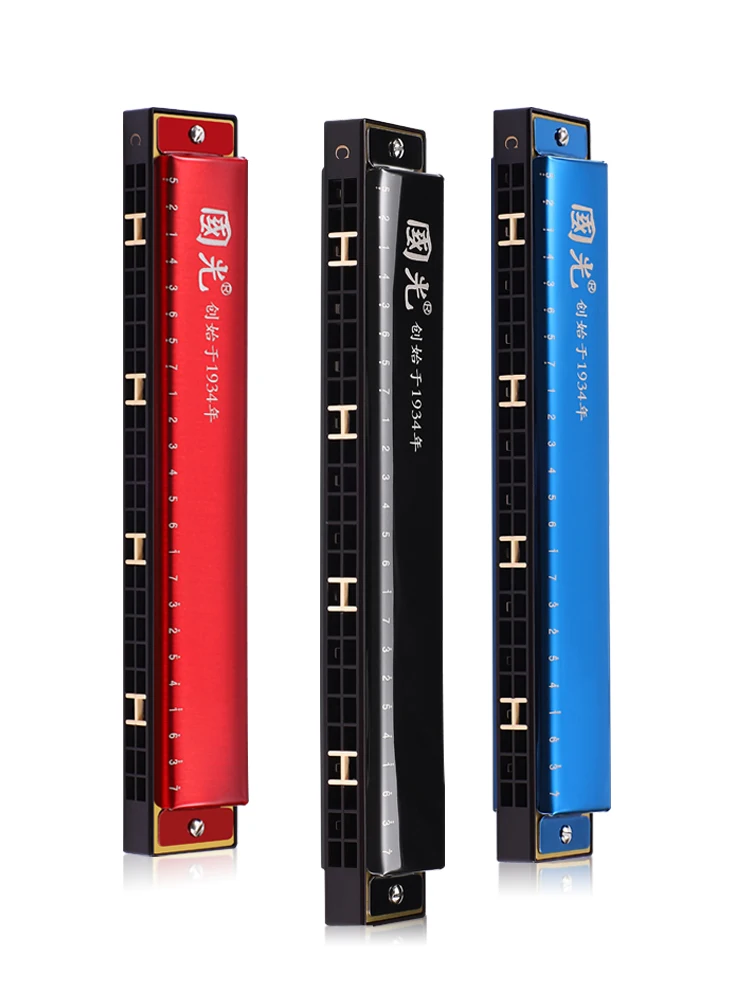 

Guoguang Harmonica 24-Hole Polyphonic C Key Beginner Student Children Adult Self-Study Introduction Hamonica Musical Instrument