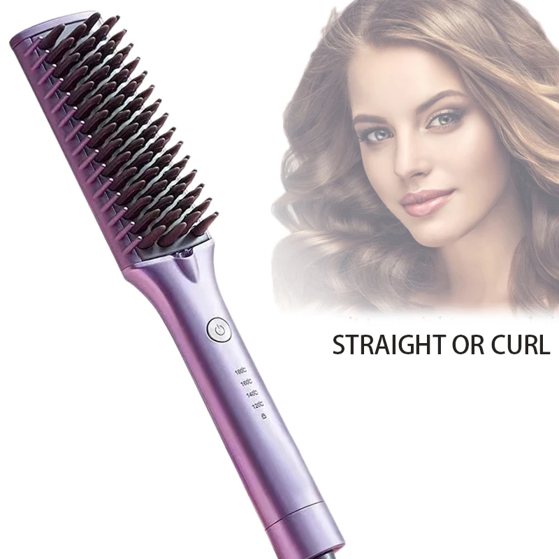 Quick Straight Hair Brush Electric Straightening Brush Smoothing Comb Hair Straightener 2 in 1 Brush Styler Negative Ion Styling