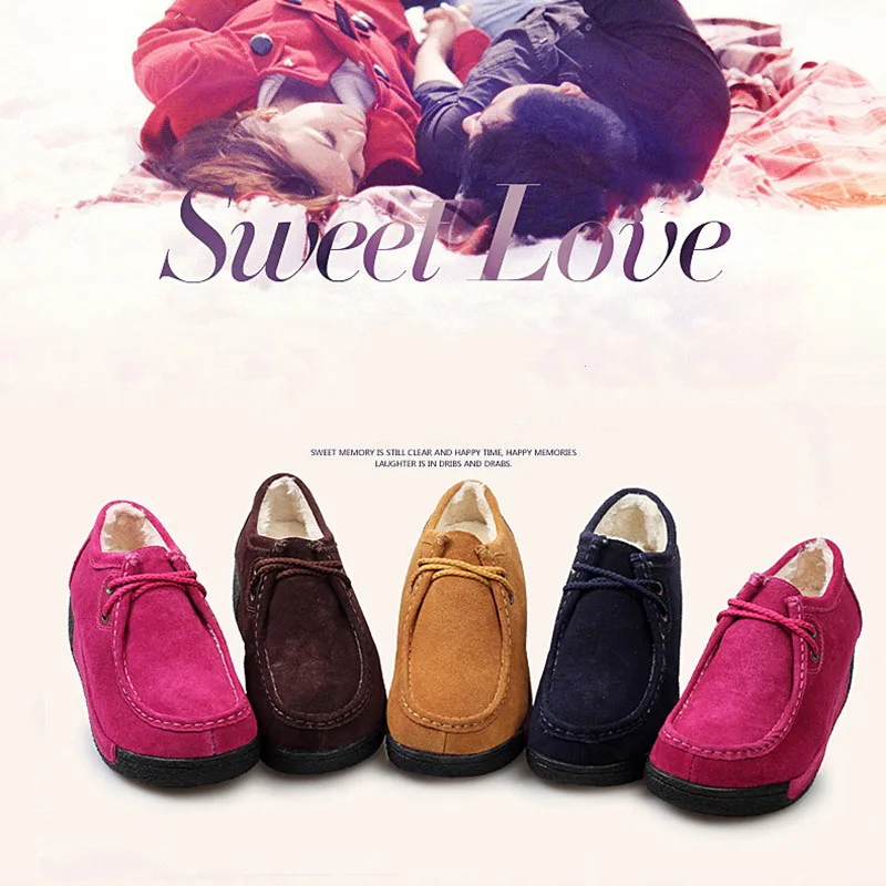 Туфли женские замшевые на платформе, Вулканизированная подошва, плюшевые, без застежки, плоская подошва, Повседневная зимняя обувь, лоферы