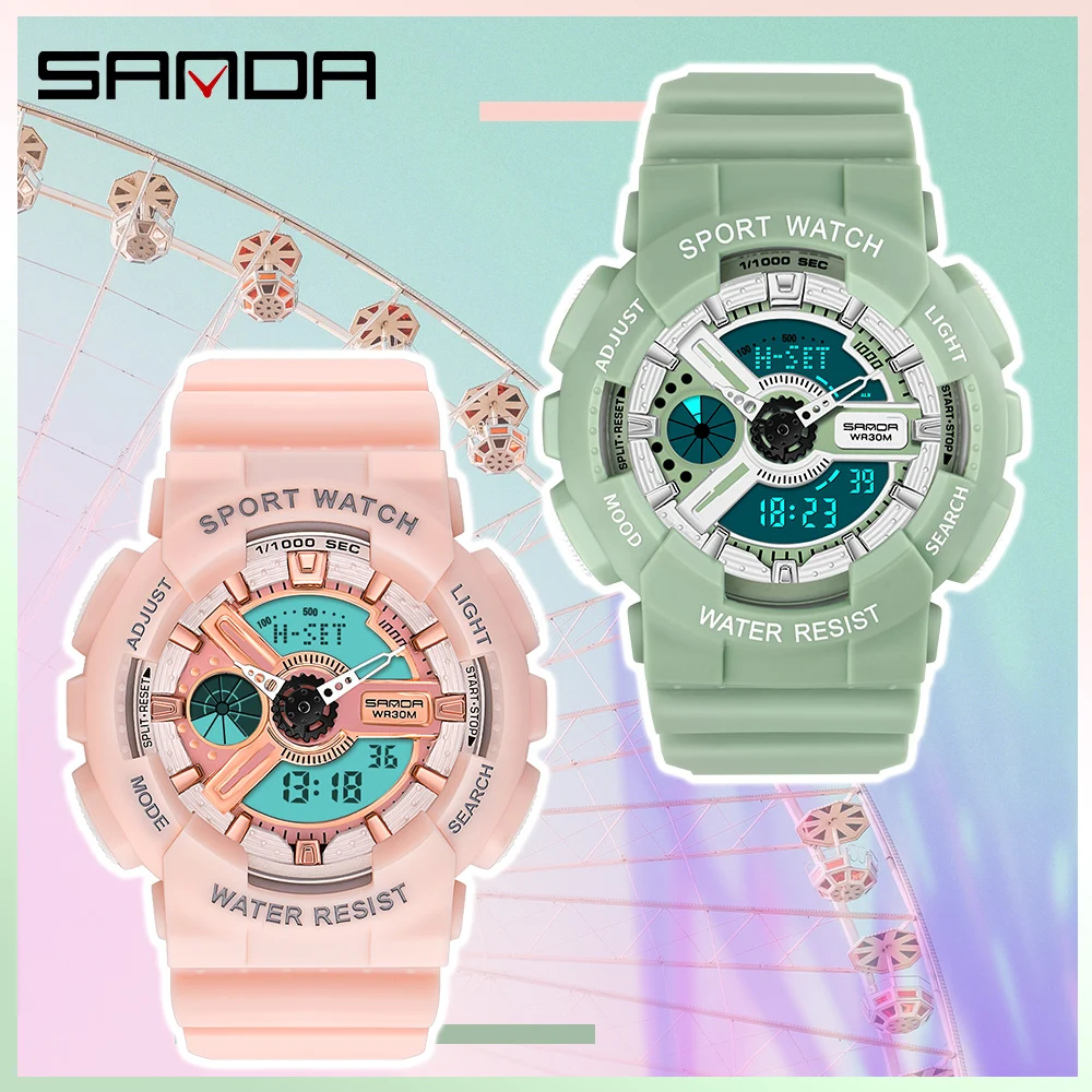 

SANDA Military Watches Men Sport Watch Waterproof Wristwatch Stopwatch Alarm LED Light Digital Watches Men's Big Dial Clock